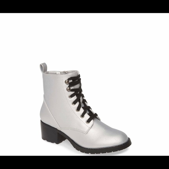 Silver Lace Up Boot - Picture 3 of 8